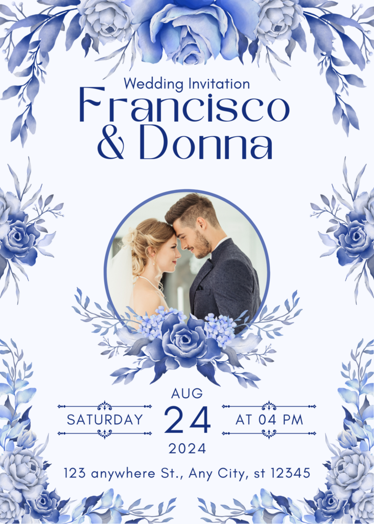 Blue Elegant Wedding Invitation